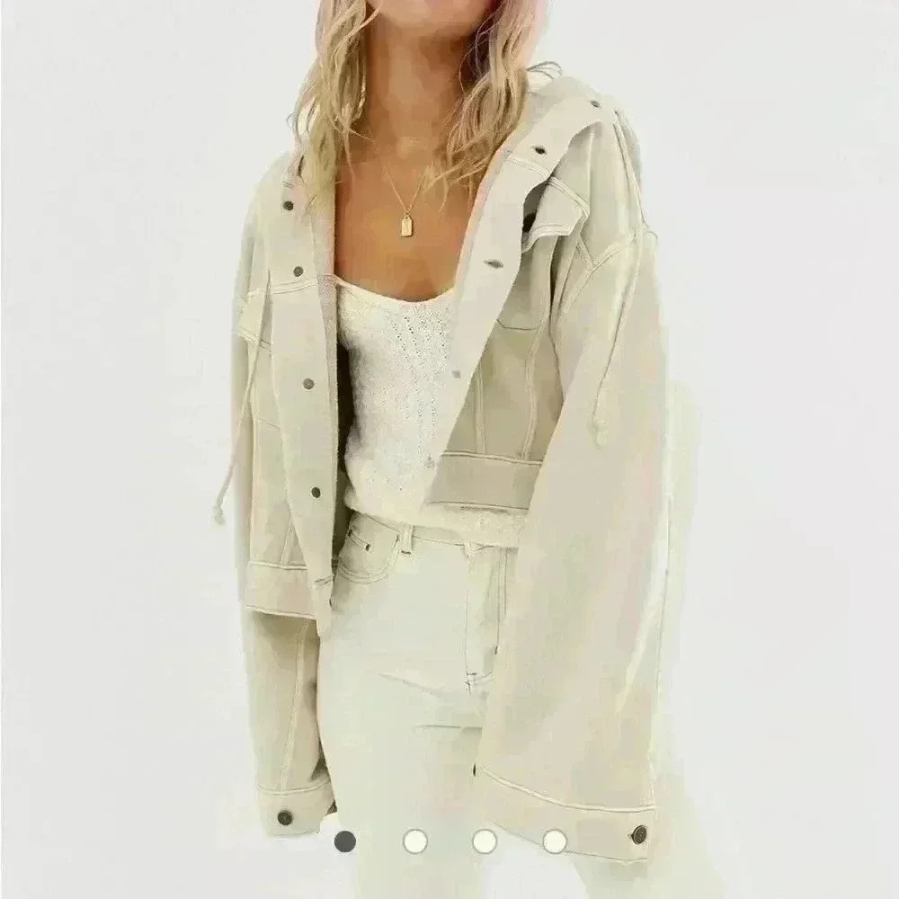 Free People CHAQUETA DREAMERS Cropped Hooded Jacket Size S/P - Picture 3 of 14